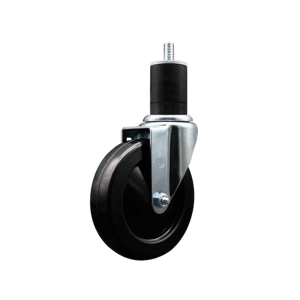 5'' SS Soft Rubber Wheel Swivel 1-3/4'' Expanding Stem Caster